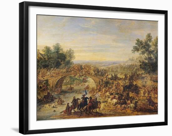 Cavalry Battle on a Bridge-Adam Frans van der Meulen-Framed Giclee Print