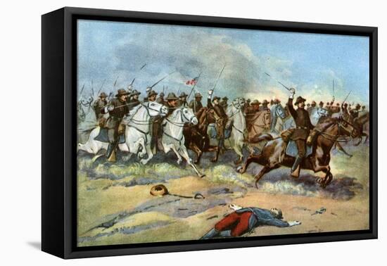 Cavalry Charge by Us Regulars, Spanish-American War, 1898-null-Framed Stretched Canvas