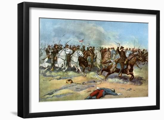 Cavalry Charge by Us Regulars, Spanish-American War, 1898-null-Framed Giclee Print