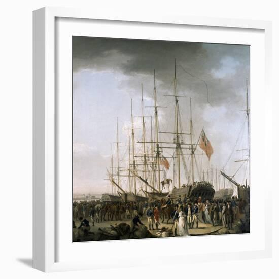 Cavalry Embarking at Blackwall, Near Greenwich, April 24, 1793-William Anderson-Framed Giclee Print