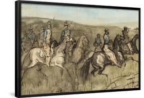 Cavalry Exercise in a Meadow. Constantin Guys; French, 1802-1892. Date: 1855-1870. Dimensions: 1...-Constantin Guys-Framed Poster