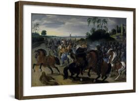 Cavalry in Combat at the Foot of a Hill-Sebastian Vrancx-Framed Giclee Print