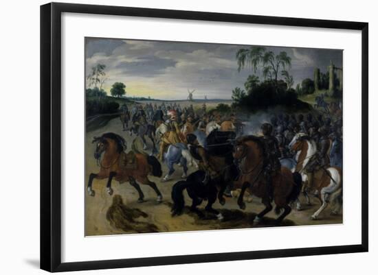 Cavalry in Combat at the Foot of a Hill-Sebastian Vrancx-Framed Giclee Print