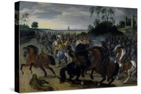 Cavalry in Combat at the Foot of a Hill-Sebastian Vrancx-Stretched Canvas