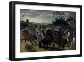 Cavalry in Combat at the Foot of a Hill-Sebastian Vrancx-Framed Giclee Print