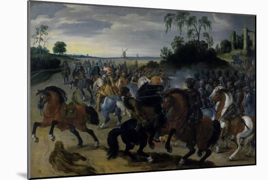 Cavalry in Combat at the Foot of a Hill-Sebastian Vrancx-Mounted Giclee Print