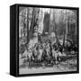 Cavalry Passing Through the Great Tree 'California, California, Usa-Underwood & Underwood-Framed Stretched Canvas