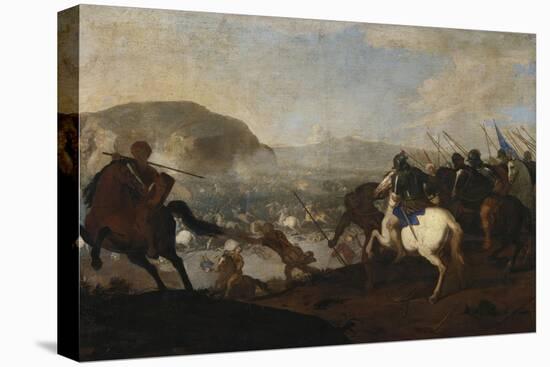 Cavalry Skirmish-Aniello Falcone-Stretched Canvas