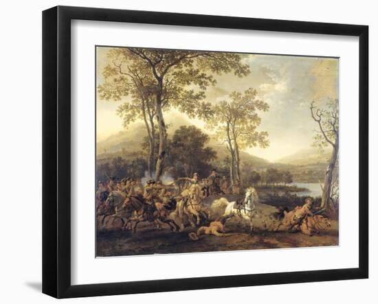 Cavalry Skirmish-Abraham van Calraet-Framed Art Print
