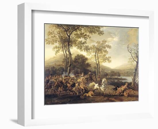 Cavalry Skirmish-Abraham van Calraet-Framed Art Print