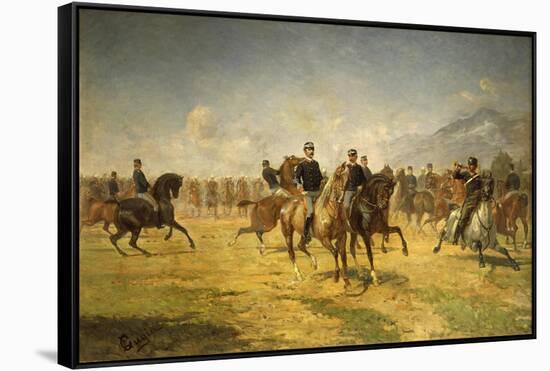 Cavalry Units During Exercise-null-Framed Stretched Canvas