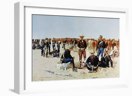 Cavalryman's Breakfast on the Plains, from an Oil Painting c.1890-Frederic Sackrider Remington-Framed Giclee Print