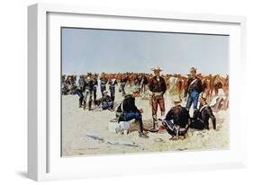 Cavalryman's Breakfast on the Plains, from an Oil Painting c.1890-Frederic Sackrider Remington-Framed Giclee Print