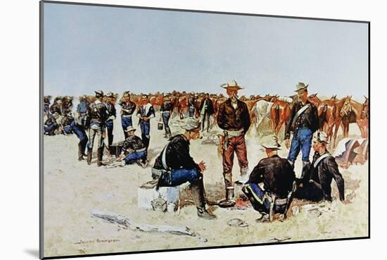 Cavalryman's Breakfast on the Plains, from an Oil Painting c.1890-Frederic Sackrider Remington-Mounted Giclee Print