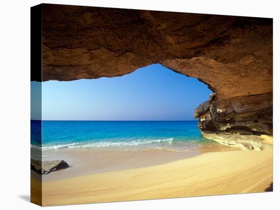 Cave at French Bay, San Salvador Island, Bahamas-Greg Johnston-Stretched Canvas
