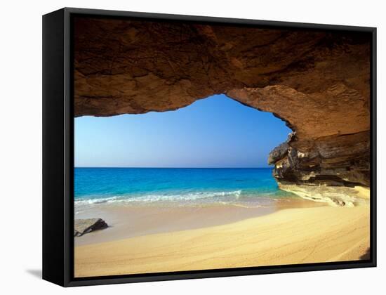 Cave at French Bay, San Salvador Island, Bahamas-Greg Johnston-Framed Stretched Canvas