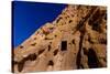 Cave dwellings on the Cliffside of Pueblo Indian Ruins in Bandelier National Monument, USA-Laura Grier-Stretched Canvas