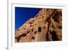 Cave dwellings on the Cliffside of Pueblo Indian Ruins in Bandelier National Monument, USA-Laura Grier-Framed Photographic Print