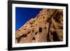 Cave dwellings on the Cliffside of Pueblo Indian Ruins in Bandelier National Monument, USA-Laura Grier-Framed Photographic Print