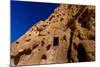 Cave dwellings on the Cliffside of Pueblo Indian Ruins in Bandelier National Monument, USA-Laura Grier-Mounted Photographic Print
