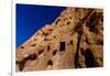 Cave dwellings on the Cliffside of Pueblo Indian Ruins in Bandelier National Monument, USA-Laura Grier-Framed Photographic Print