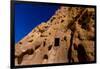 Cave dwellings on the Cliffside of Pueblo Indian Ruins in Bandelier National Monument, USA-Laura Grier-Framed Photographic Print