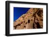 Cave dwellings on the Cliffside of Pueblo Indian Ruins in Bandelier National Monument, USA-Laura Grier-Framed Photographic Print