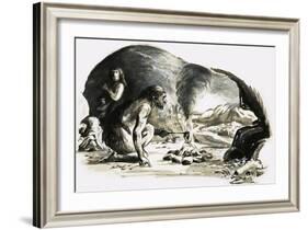 Cave Man Cooking-null-Framed Giclee Print
