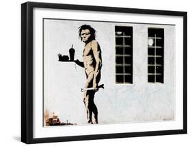 Cave Man Fast Food-Banksy-Framed Giclee Print