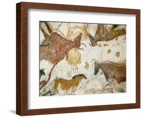 Cave of Lascaux, Ceiling of the Diverticulum: a Horse and Three Cows, C. 17,000 BC-null-Framed Giclee Print