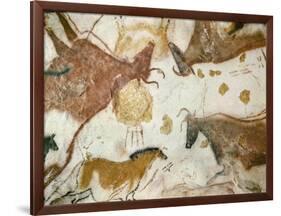 Cave of Lascaux, Ceiling of the Diverticulum: a Horse and Three Cows, C. 17,000 BC-null-Framed Giclee Print