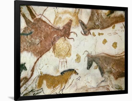 Cave of Lascaux, Ceiling of the Diverticulum: a Horse and Three Cows, C. 17,000 BC-null-Framed Giclee Print