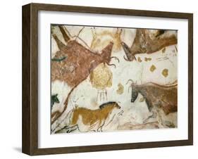 Cave of Lascaux, Ceiling of the Diverticulum: a Horse and Three Cows, C. 17,000 BC-null-Framed Giclee Print