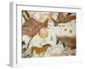 Cave of Lascaux, Ceiling of the Diverticulum: a Horse and Three Cows, C. 17,000 BC-null-Framed Giclee Print