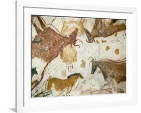 Cave of Lascaux, Ceiling of the Diverticulum: a Horse and Three Cows, C. 17,000 BC-null-Framed Giclee Print