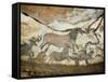 Cave of Lascaux, Great Hall, Left Wall: First Bull, Red Horse, Brown Horses, C. 17,000 BC-null-Framed Stretched Canvas