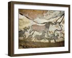 Cave of Lascaux, Great Hall, Left Wall: First Bull, Red Horse, Brown Horses, C. 17,000 BC-null-Framed Giclee Print