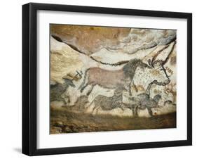 Cave of Lascaux, Great Hall, Left Wall: First Bull, Red Horse, Brown Horses, C. 17,000 BC-null-Framed Giclee Print