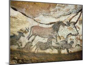 Cave of Lascaux, Great Hall, Left Wall: First Bull, Red Horse, Brown Horses, C. 17,000 BC-null-Mounted Giclee Print