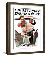 "Cave of the Winds" Saturday Evening Post Cover, August 28,1920-Norman Rockwell-Framed Giclee Print