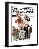 "Cave of the Winds" Saturday Evening Post Cover, August 28,1920-Norman Rockwell-Framed Giclee Print