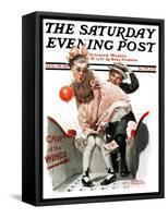 "Cave of the Winds" Saturday Evening Post Cover, August 28,1920-Norman Rockwell-Framed Stretched Canvas