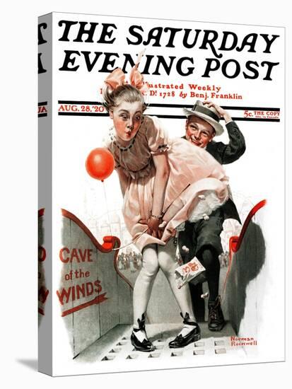 "Cave of the Winds" Saturday Evening Post Cover, August 28,1920-Norman Rockwell-Stretched Canvas