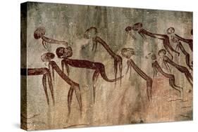 Cave Painting: Kolo Figures with Head-dresses-Sinclair Stammers-Stretched Canvas