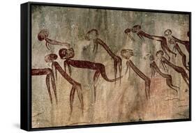 Cave Painting: Kolo Figures with Head-dresses-Sinclair Stammers-Framed Stretched Canvas