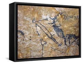 Cave Painting of Bird-Headed Man at Lascaux-null-Framed Stretched Canvas