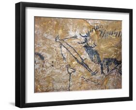 Cave Painting of Bird-Headed Man at Lascaux-null-Framed Premium Photographic Print