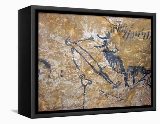 Cave Painting of Bird-Headed Man at Lascaux-null-Framed Stretched Canvas