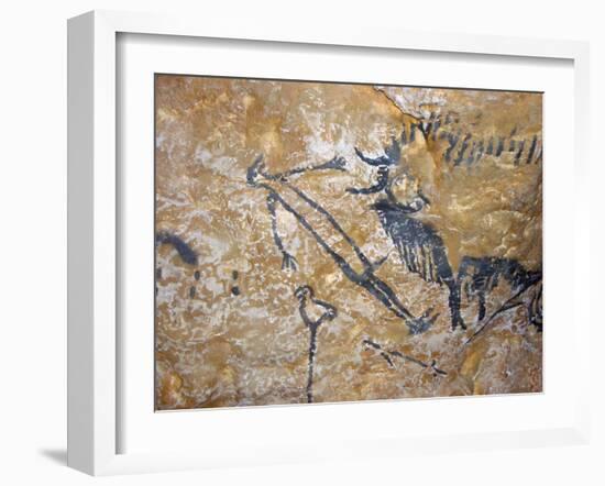 Cave Painting of Bird-Headed Man at Lascaux-null-Framed Photographic Print