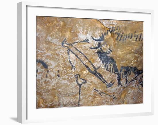 Cave Painting of Bird-Headed Man at Lascaux-null-Framed Photographic Print